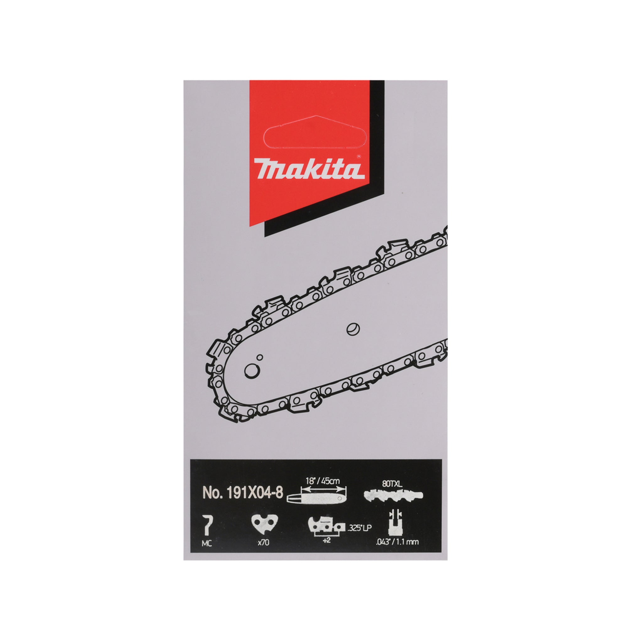 CADENA MOTOSIERRA 18" 191X04-8 PASO .325" CALIBRE 1.1MM 70 ESLABONES